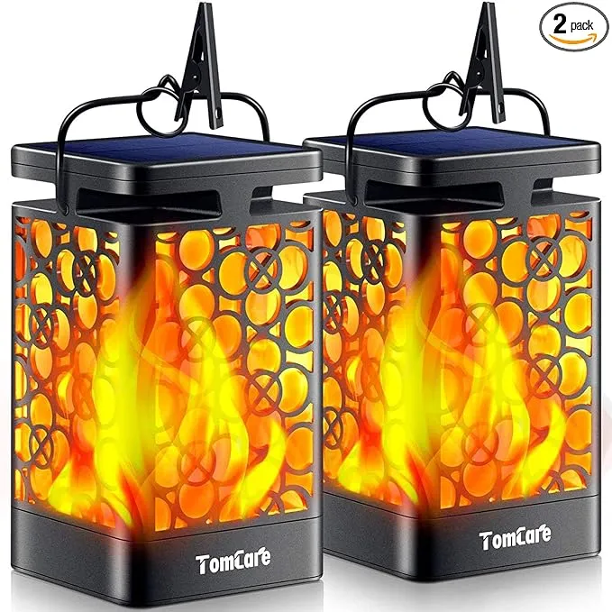 Solar Lights Outdoor Flickering Flame Solar Lantern Outdoor Hanging Lanterns Dec