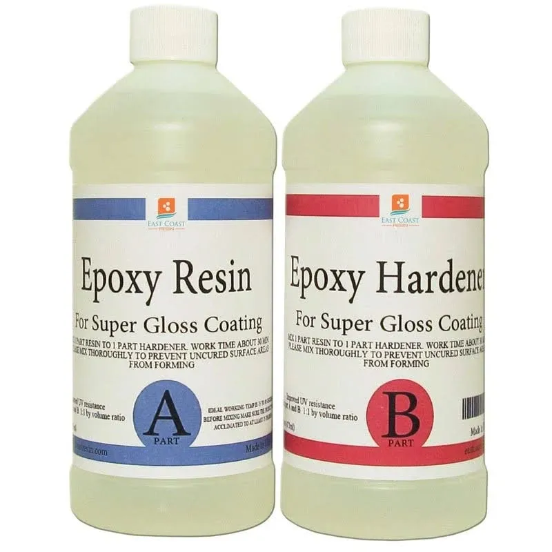 East Coast Resin Epoxy 16 Oz Kit. for Super Gloss Coating and Tabletops