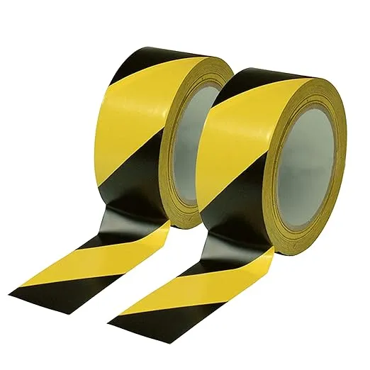 Black &amp; Yellow Hazard Warning Safety Stripe Tape (2 Pack) 2 Inch x 108 Feet