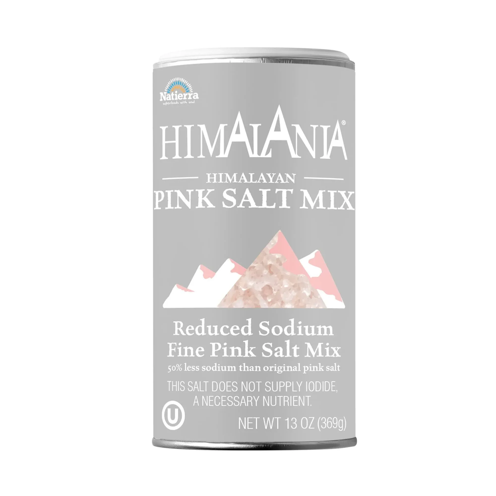 Natierra Himalania Reduced Sodium Himalayan Fine Pink Salt Mix Shaker | Unrefined & Non-GMO | 13 Ounce