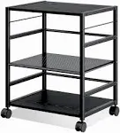 Black Mobile 3-Shelf Printer Stand with Adjustable Shelves | DEVAISE