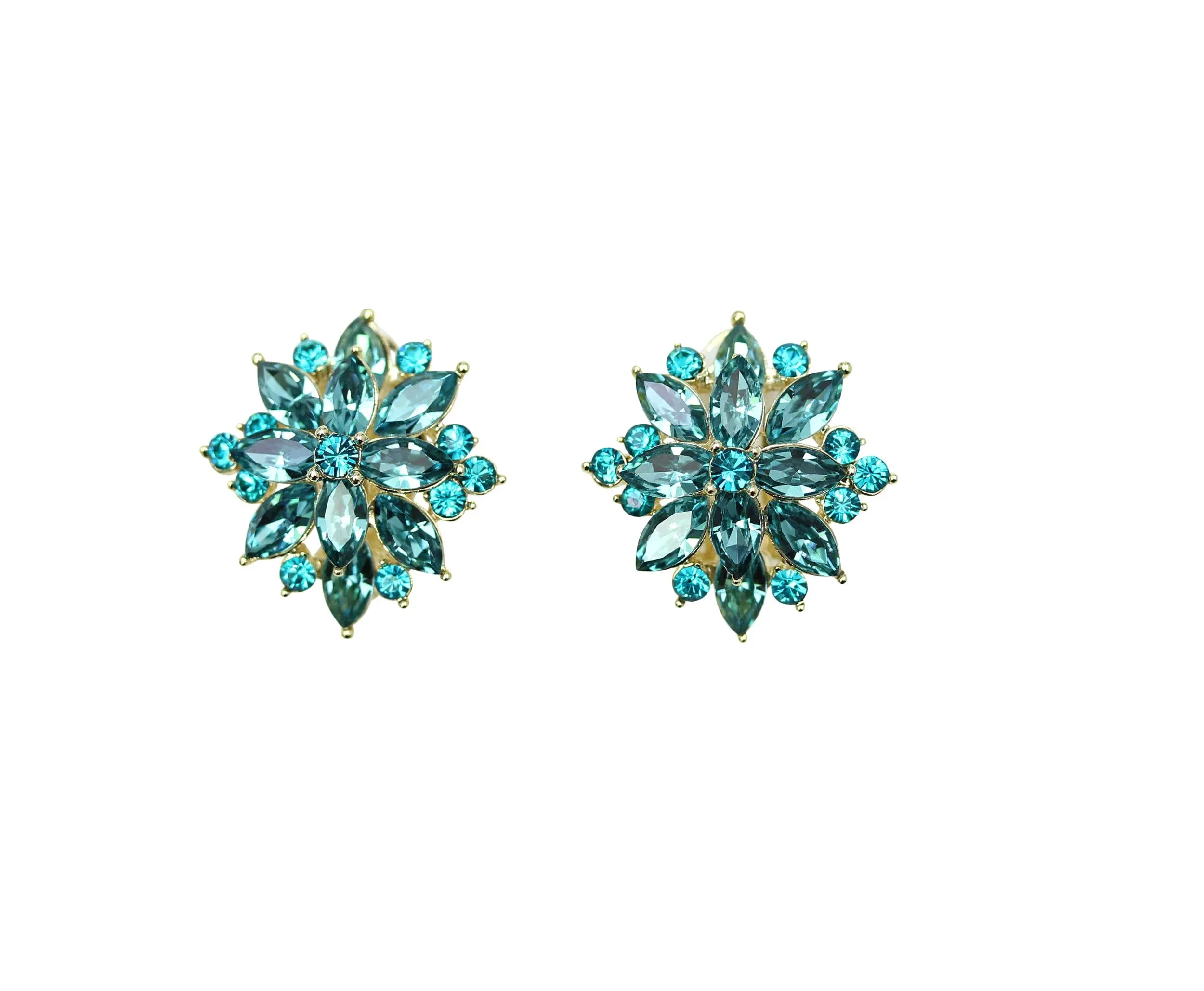 Faship Statement Crystal Rhinestone Floral Clip On Earrings