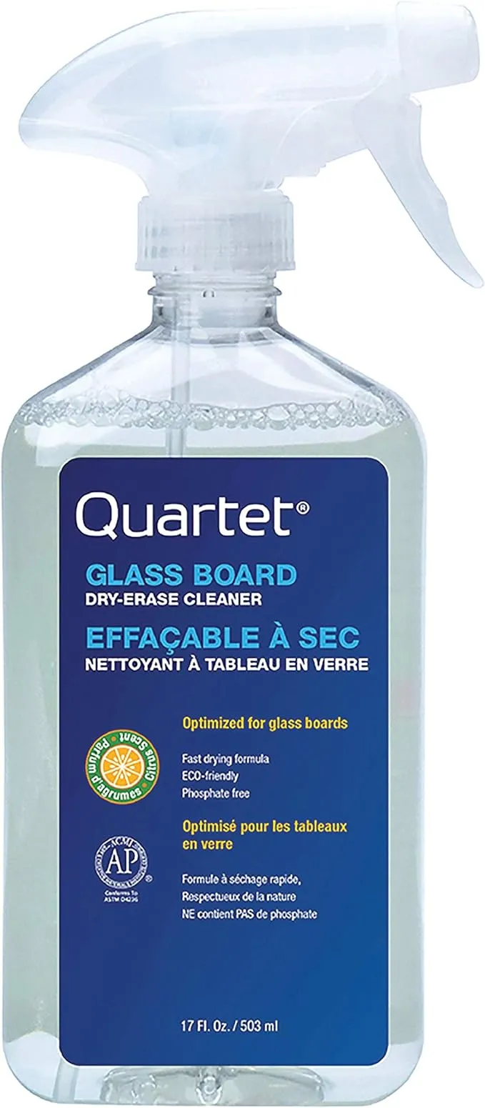 Quartet Glass Dry Erase White Board Cleaner, Whiteboard Cleaning Spray, 17 oz, Orange Scented (562)