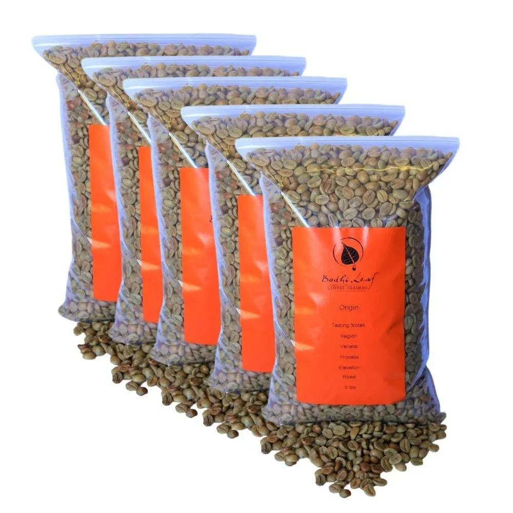 Bodhi Sampler Pack - Top 5 Green Coffees Recommended By our Roastery - Green Unroasted Coffee Beans - 100% Arabica Raw Coffee - Specialty Grade (5 LB - 1 lb of Each)