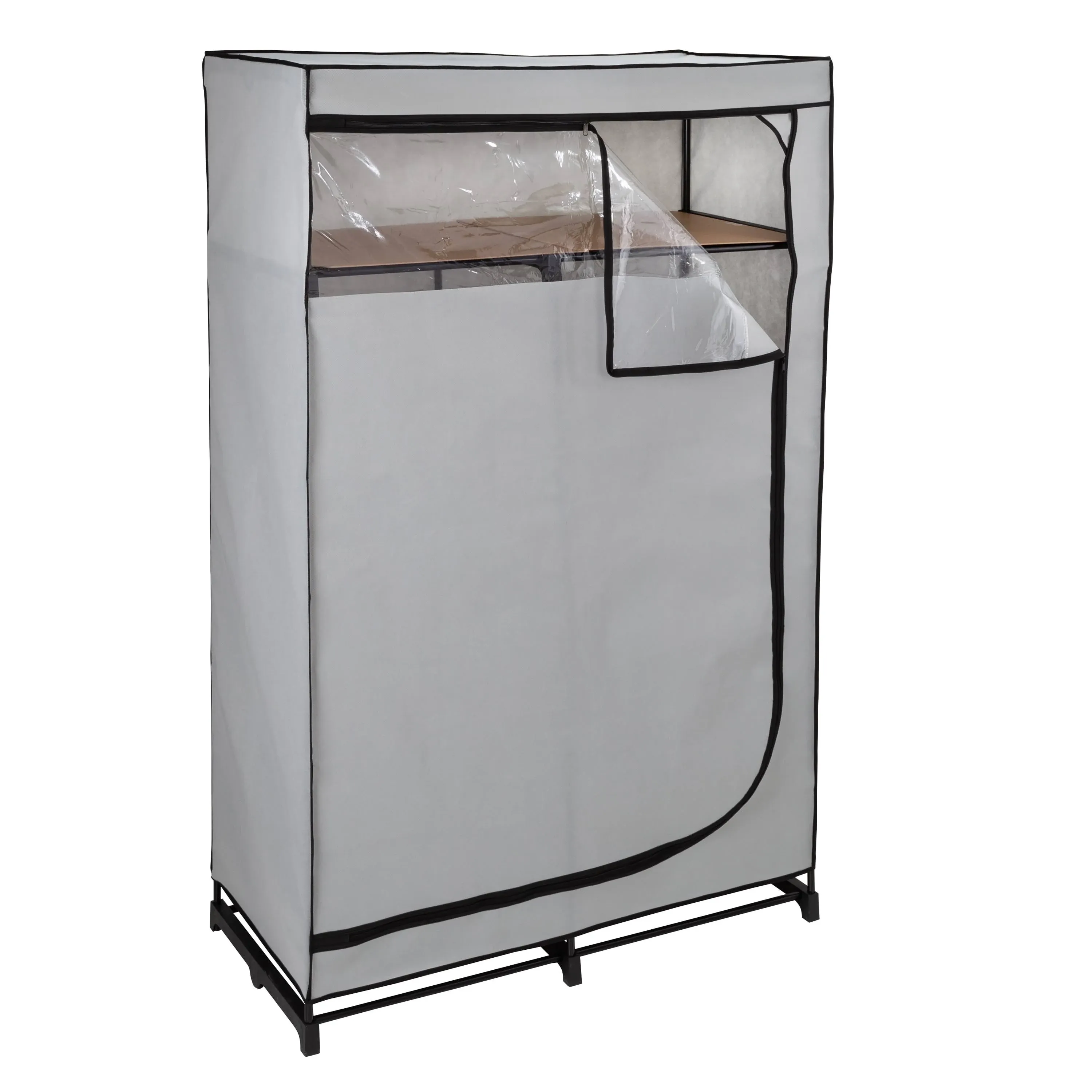 Honey-Can-Do Gray 46-Inch Wide Portable Wardrobe Closet with Shelf