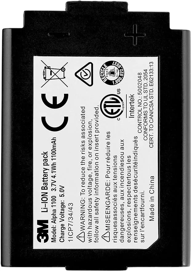 3M Alpha 1100 Rechargeable Li-Ion Battery Pack, Compatible With 3M Worktunes Model # 90542, Peltor Sport Model # TAC300 & TAC500 (ALPHA1100)