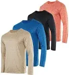 Real Essentials 4 Pack: Men's Dry-Fit UV Moisture Wicking UPF 50+ SPF Sun Protective Fishing Hiking Active Long Sleeve Shirt