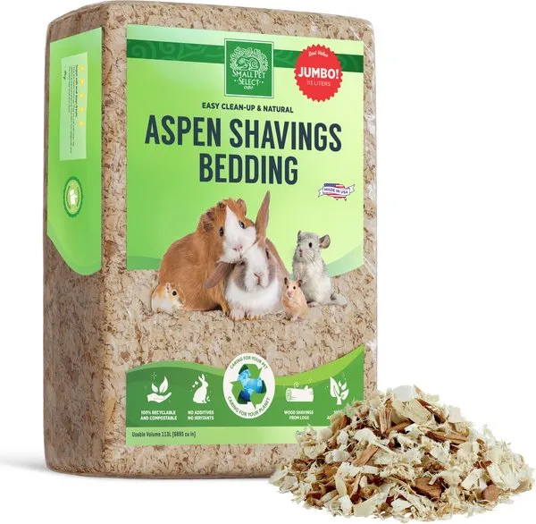 Small Pet Select Premium Natural Aspen Bedding, Animal Bedding for Small Indoor and Outdoor Pets, Made in The USA, Size 41 L Pack