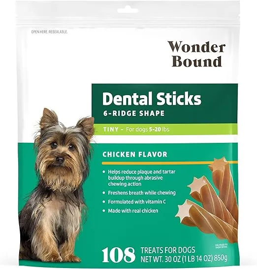 Small/Medium Dogs Dental Sticks - Chicken Flavor, 45 Count Pack for Fresh Breath