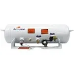 Flame King 5.9 Gallon ASME Horizontal Steel Propane Tank with Remote Fill and Bleeder Fittings, Pressure Relief Valve, and Solenoid Service Valve