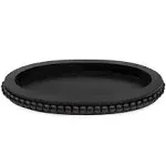 AuldHome Design Wood Beaded Tray (Black), Decorative Farmhouse Style Oval Wooden Tray