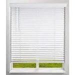 ARLO BLINDS Faux Wood Blind with Crown Valance - 34.25"W x 48"H, White, Cordless 2” Slat Horizontal Blind - for Kitchen, Bedroom, Living Room, Doors