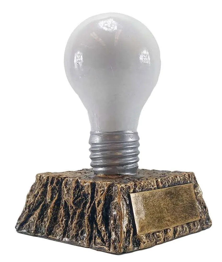 Decade Awards Light Bulb Trophy - 6 Inch Tall | Great Idea Award | Ignite Recognition with this Luminous Tribute - Engraved Plate on Request