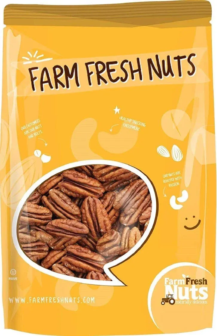 Whole, Shelled & Raw Georgia Pecans by Farm Fresh Nuts | 1 LB Bag of Southern Tastiness | Unsalted & Handpicked for Freshness | Perfect For Pecan Pie, Cookie, Praline, Butter Recipes & More