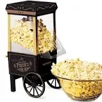 Nostalgia Popcorn Maker, 12 Cups, Hot Air Popcorn Machine with Measuring Cap, Oil Free, Vintage Movie Theater Style, Black