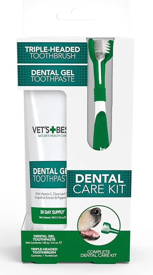 Vets Best Dog Toothpaste, Teeth Cleaning and Fresh Breath Dental Care Gel Kit