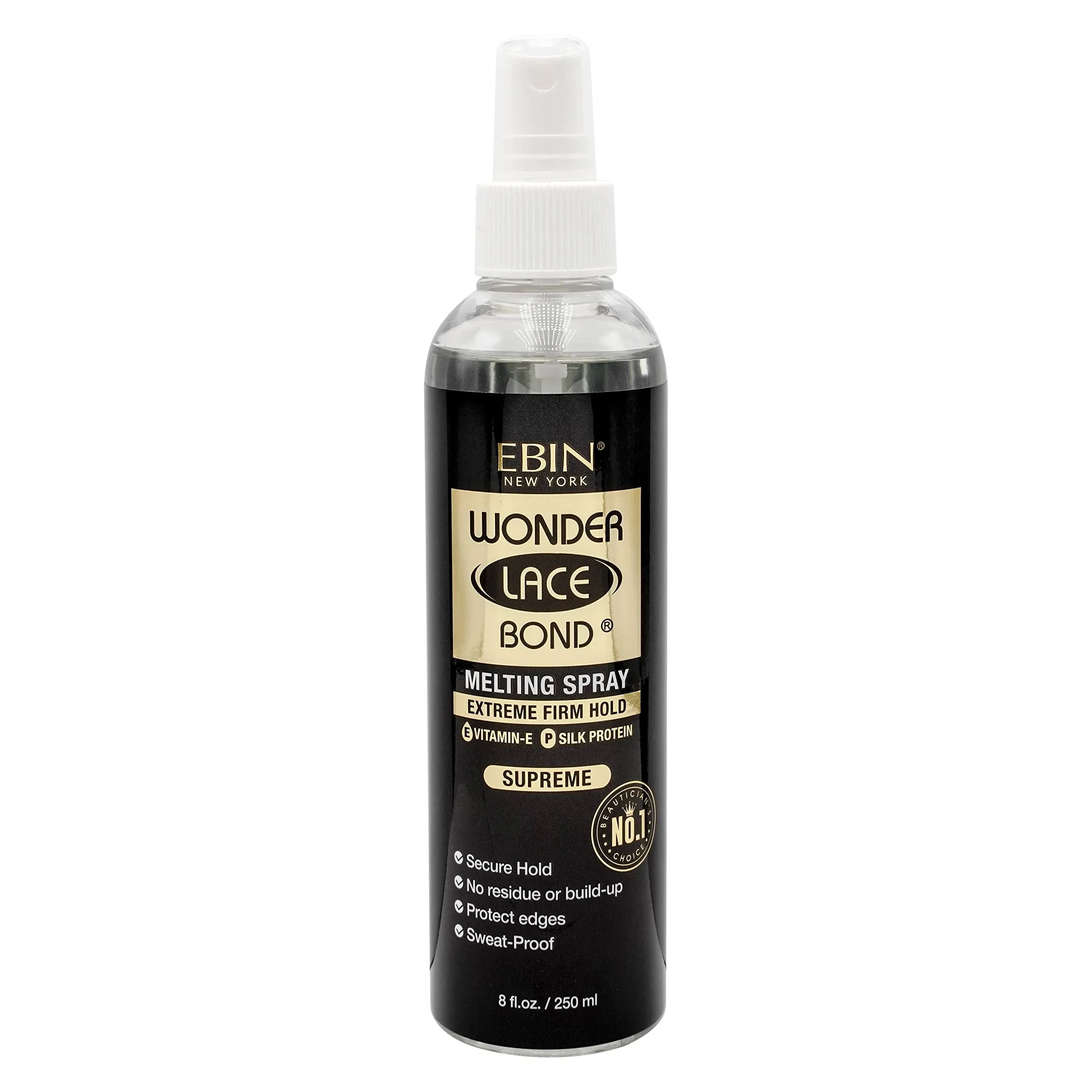 EBIN NEW YORK Wonder Bond Melting Spray 8oz/ 250ml - Extreme Firm Hold (Supreme) | No Reside, Long Lasting Formula with Protecting Edges, Gives Undetectable and Natural Look