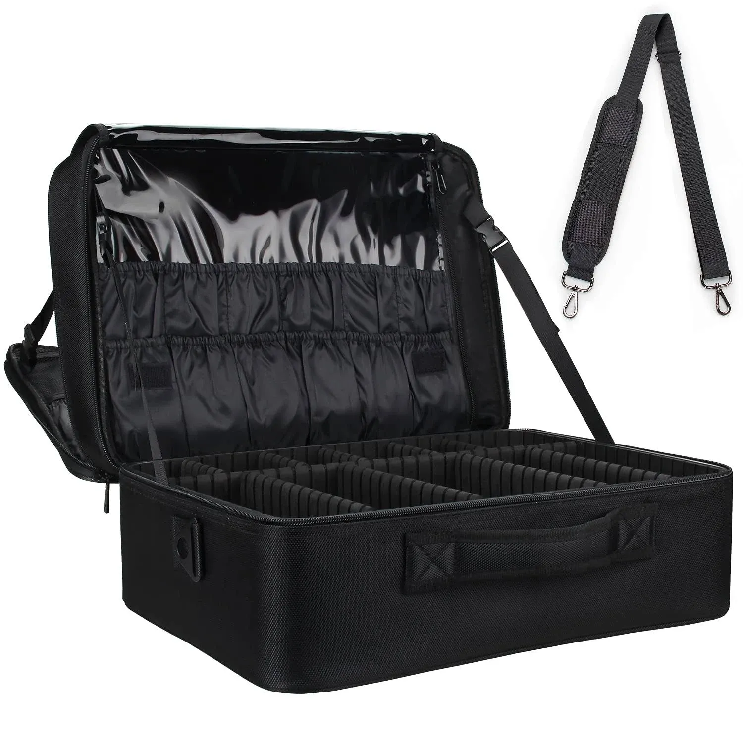 17.7&#034; Waterproof Travel Case, Makeup Bags, Divider+2 Adjustable Shoulder Straps