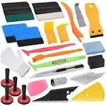 Pro Vinyl Wraps Applicator Tool Kit Window Tint Film Car Wrapping Tools Includes Felt Squeegees, Plastic Scraper, Wrap Knife and Blades, Magnetic Holders, Cleaning Cloth, Gloves and Finger Sleeve