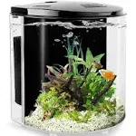 YCTECH 1.2 Gallon Betta Aquarium Starter Kits Fish Tank with LED Black, Black 