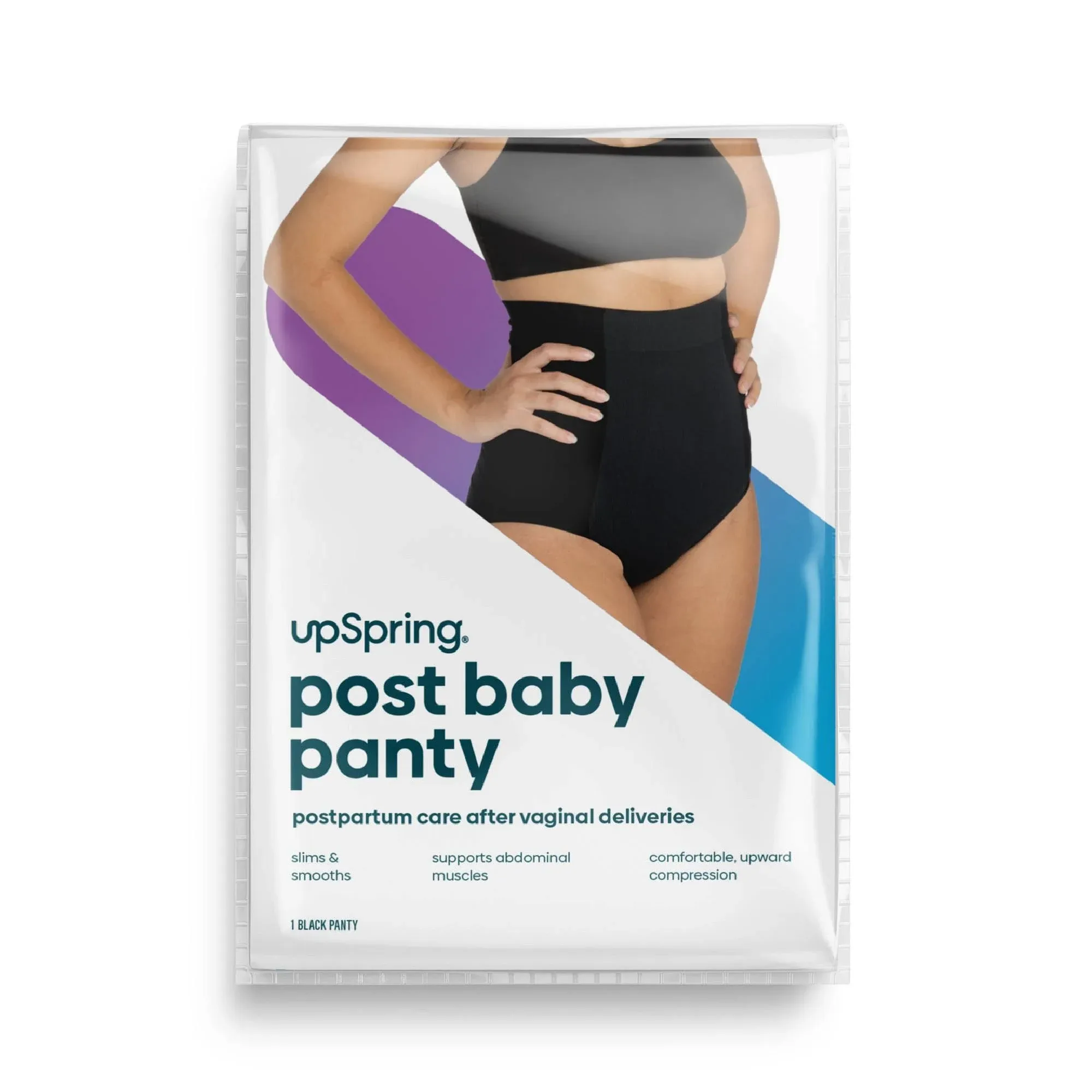 UpSpring High Waist Post Baby Panty for Postpartum Recovery Black L/XL