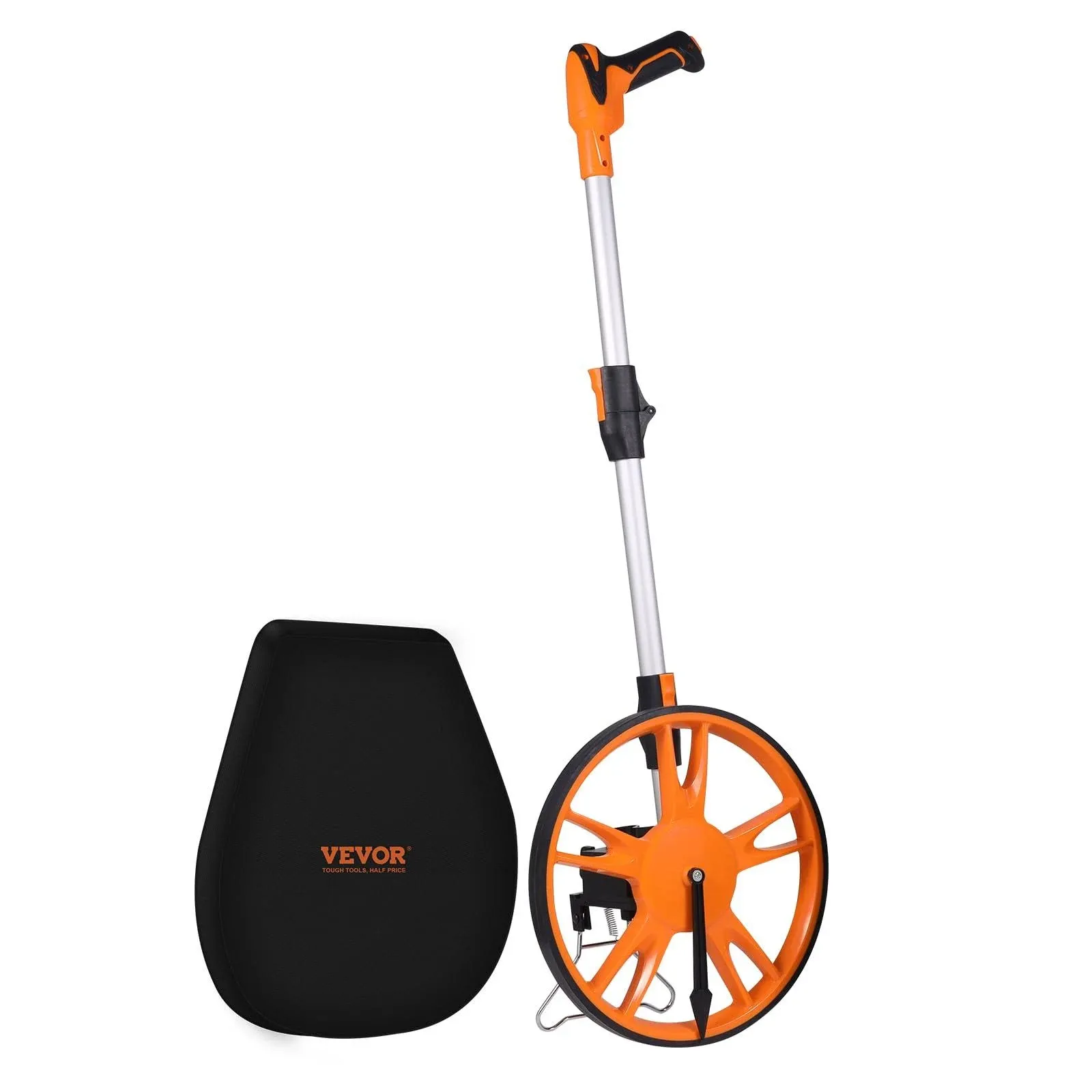 VEVOR Measuring Wheel in Feet 12.5 in Wheel Diameter 39.37-15.75 in Telescoping Measure Wheel Measurement 0-9,999Ft with Back Bag Suitable for