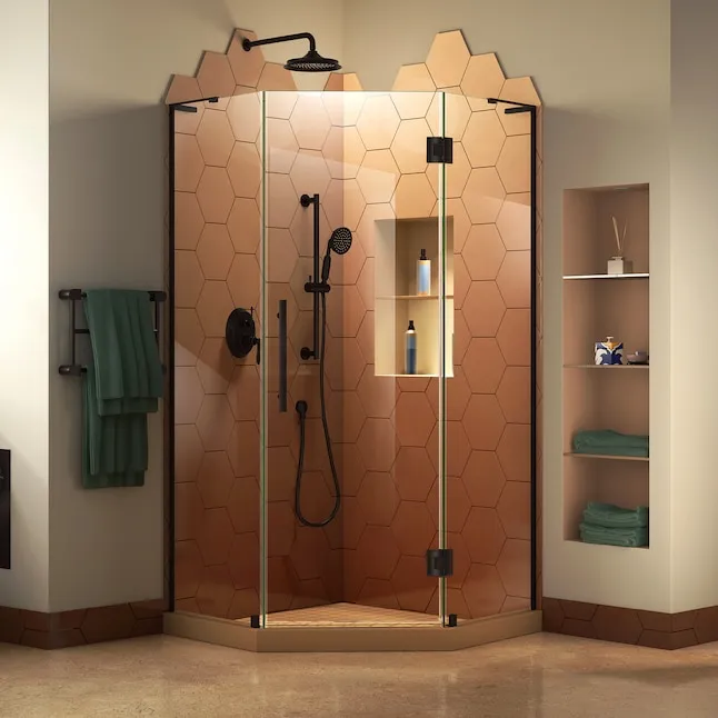 DreamLine Prism Plus 72" x 34" Hinged Frameless Shower Door with ClearMax Technology Finish: Chrome