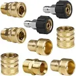 Twinkle Star Pressure Washer Adapter Set, Heavy Duty 3/4 Garden Hose Quick Connect Fittings, M22 Swivel to 3/8'' Quick Connect, 3/4" to Quick Release