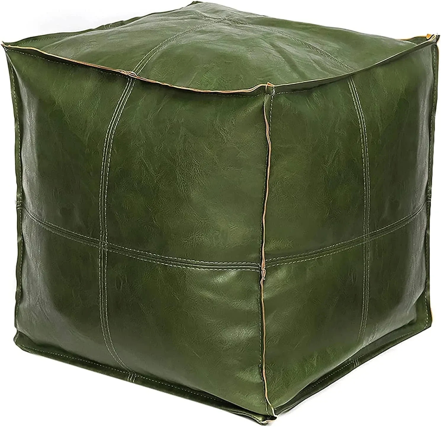 Louis Donné Unstuffed Pouf Ottoman Cover, Suqare Faux Large, St107-green 