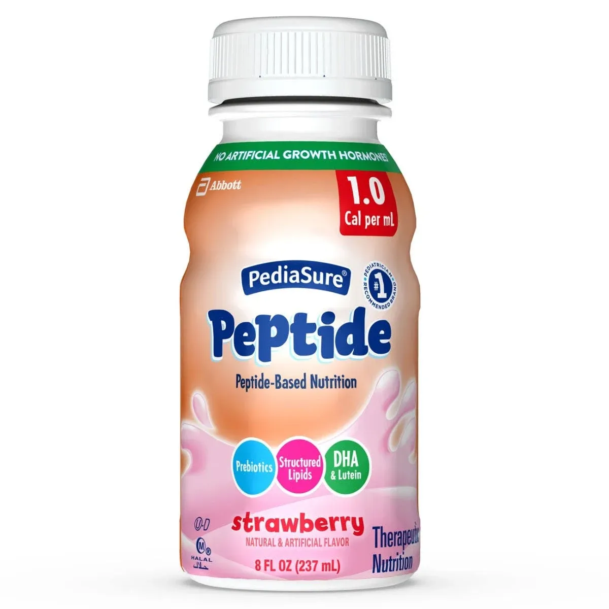 PediaSure Peptide 1.0 Cal Strawberry Pediatric Oral Supplement, 8 oz. Bottle