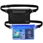 AiRunTech Waterproof Pouch with Waist Strap (2 Pack) | Beach Black + Blue 