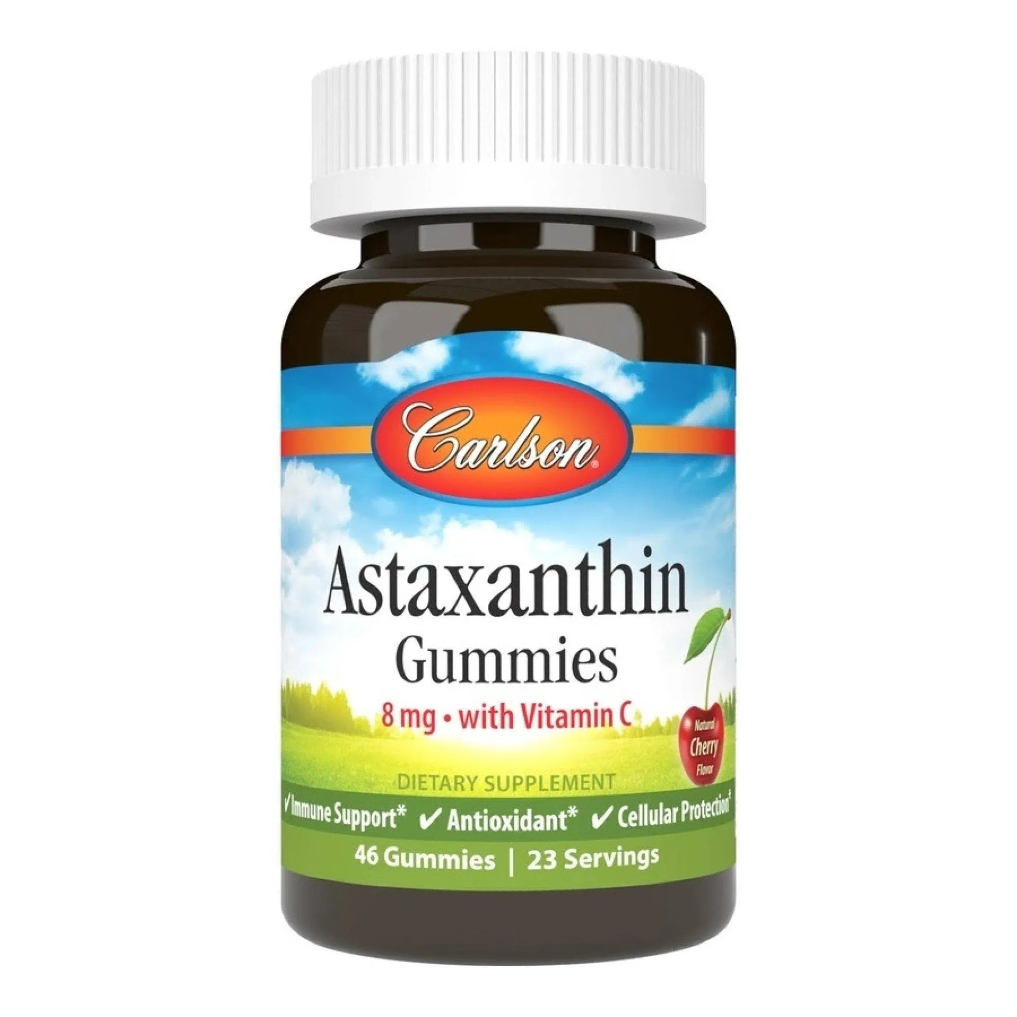 Carlson Astaxanthin Vitamin C Natural Cherry 8 mg 46 Gummies, 1 Bar, 46 Tablets