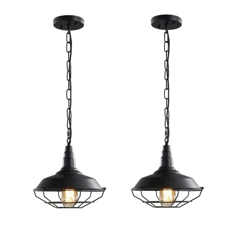 Farmhouse Pendant Light Fixtures, 2 Pack Vintage Industrial Pendant Lighting 