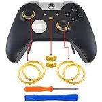 eXtremeRate 2 Pack of Accent Rings with Profile Switch Buttons for Xbox One Elite Controller (Model 1698) - Matte Chrome Gold