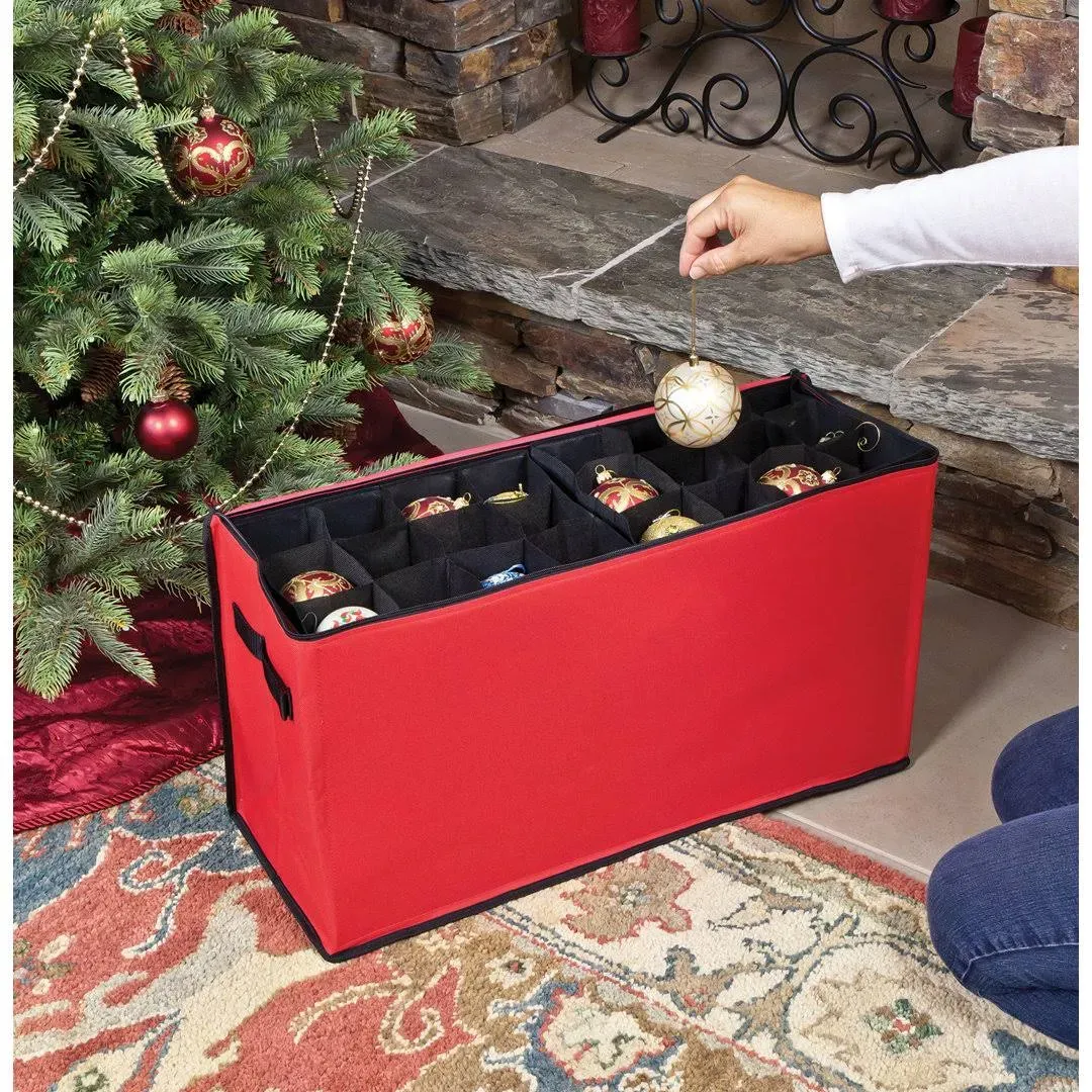 Northlight 96ct Red and Black Zip Up Christmas Ornament Storage Tub