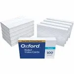 Oxford Ruled Index Cards, 4" x 6", White, 100 per Pack, 10 Packs