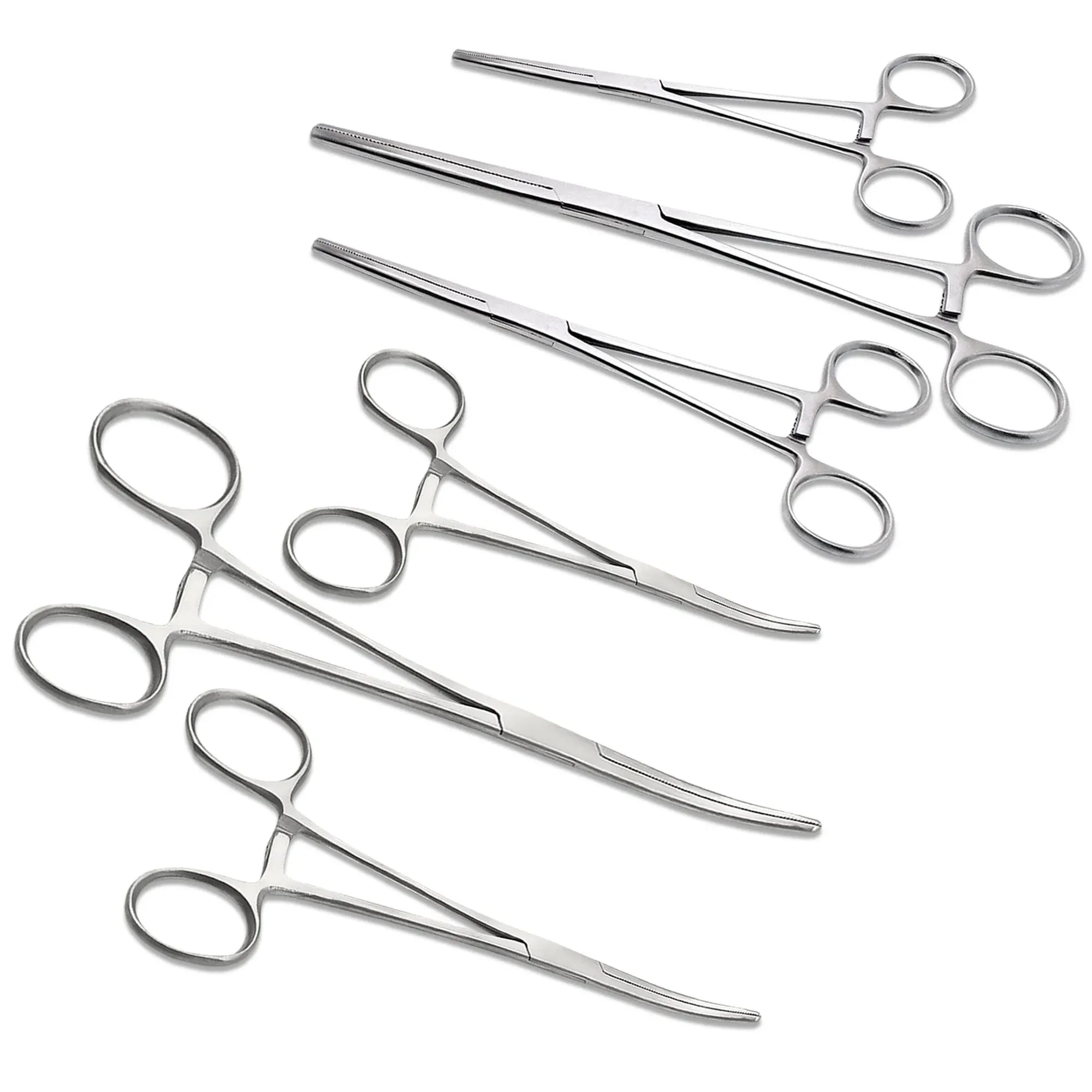 DEXSUR Ultimate Hemostat Set, 6 Piece Ideal for Hobby Tools, Electronics, Fishing and Taxidermy - 8", 6.25" and 5", Stainless Steel, Curved & Straight