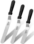 Anaeat Icing Spatulas, Set of 3 Professional Cake Angled Offset Spatula with 6", 8", 10" Stainless Steel Blades - Thickened Frosting Knife with Plastic Handle for Cake Decorating, Pastry & Baking