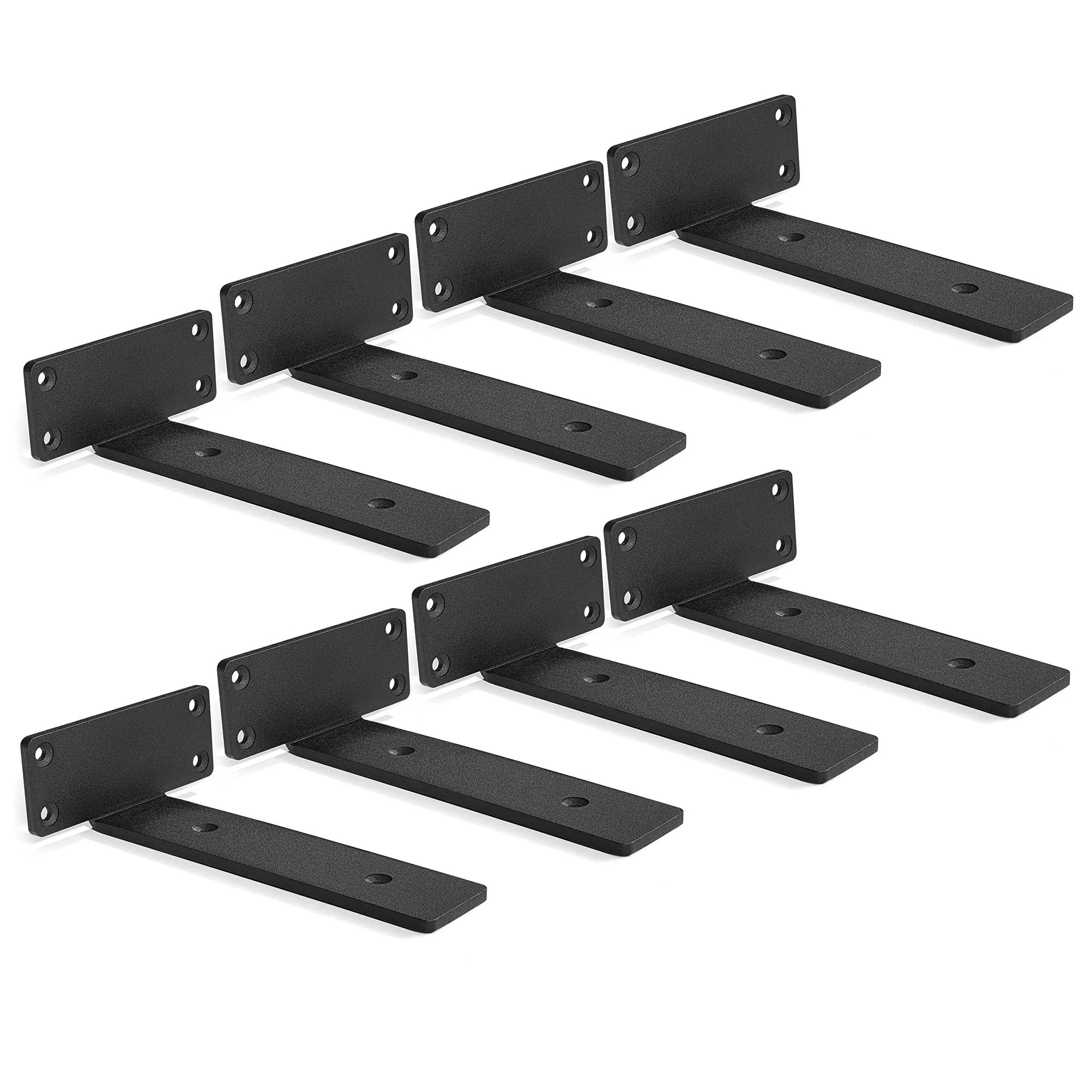 BATODA - 6" Floating Shelf Bracket (8 Pcs) - Black Metal L Brackets - Hidden ...