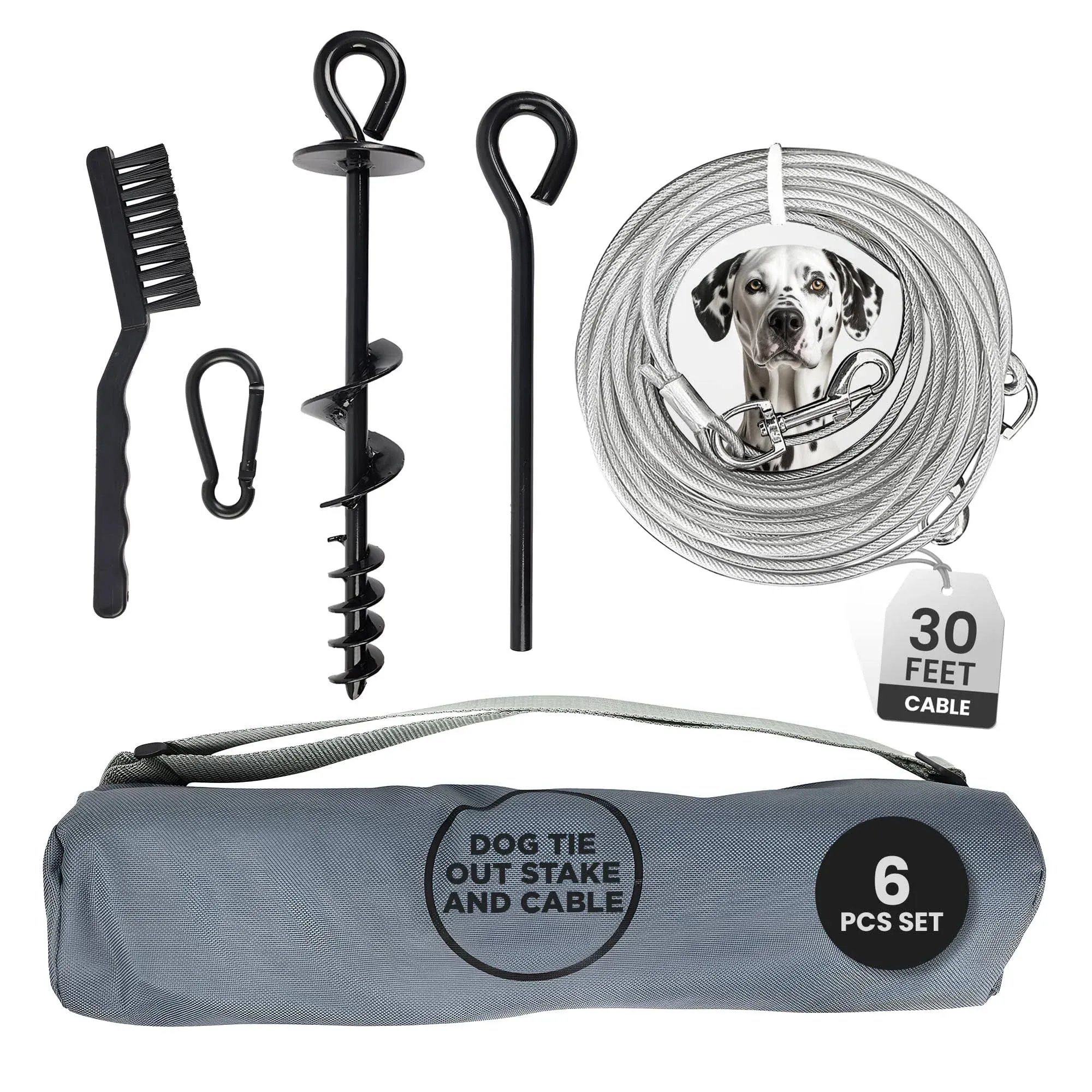 Heavy Duty Dog Tie Out Cable and Stake Set