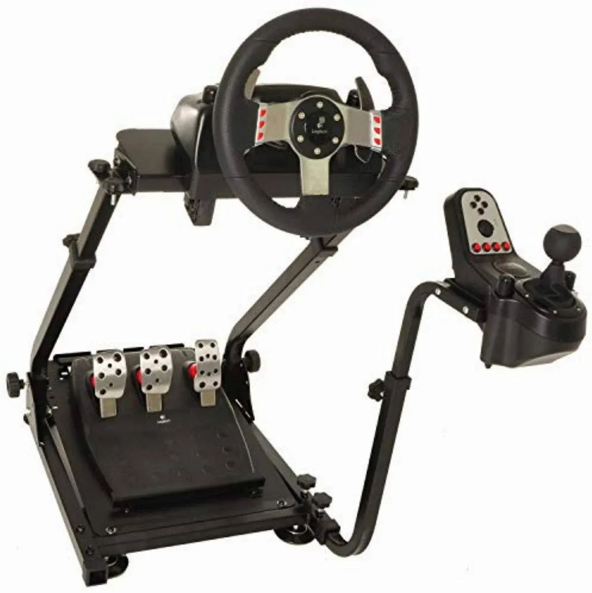 Marada Racing Wheel Stand Fit for Logitech G920 G29 G923 Thrustmaster T300,Adjustable Shifter Mount Foldable Steering Wheel Stand Gaming Simulator Mount For present, Wheel Pedal Not Include