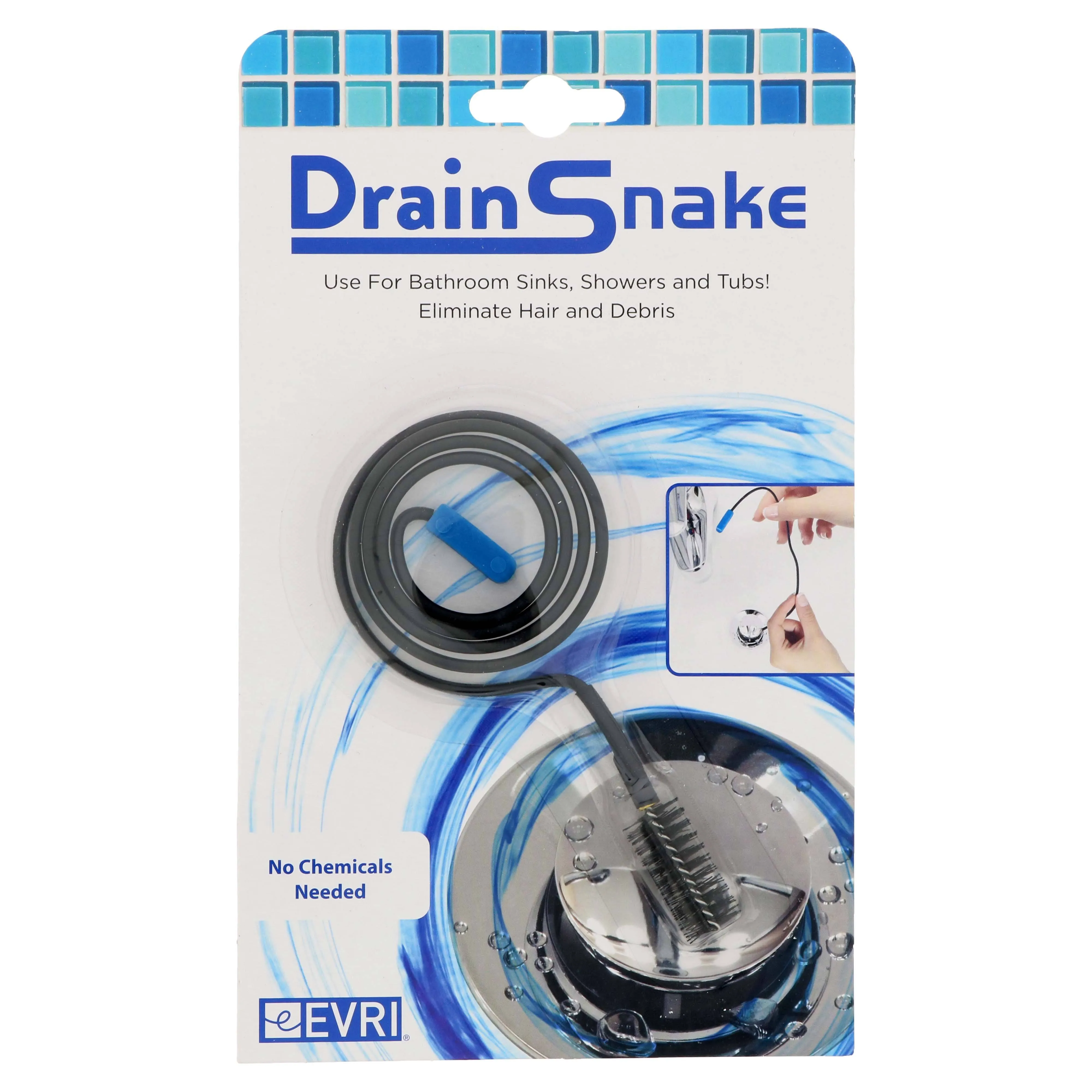 Bathroom Sink Drain Snakes Flexible Brush Hair Removing Tub 28&#034;  Shower Snake 1p