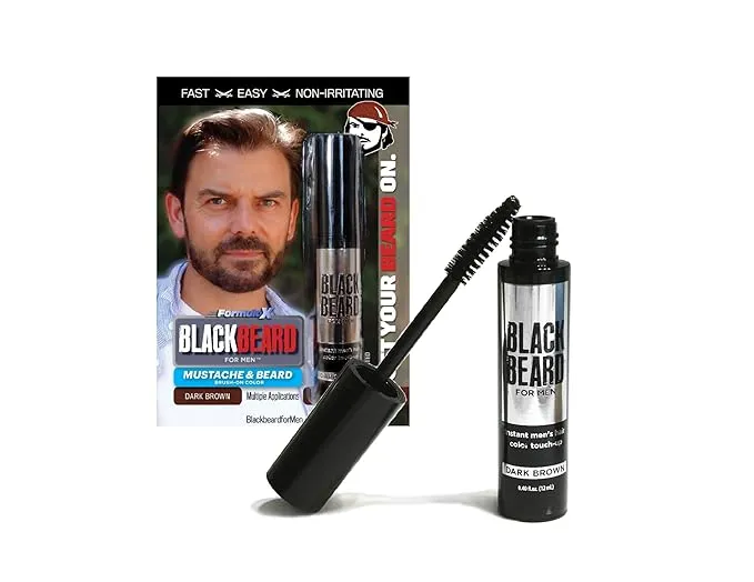 Blackbeard Instant Hypoallergenic 1-Day Color for Men - Temporary Tint for Beard, Mustache, Eyebrows, and Sideburns - Dark Brown, 3 Pack