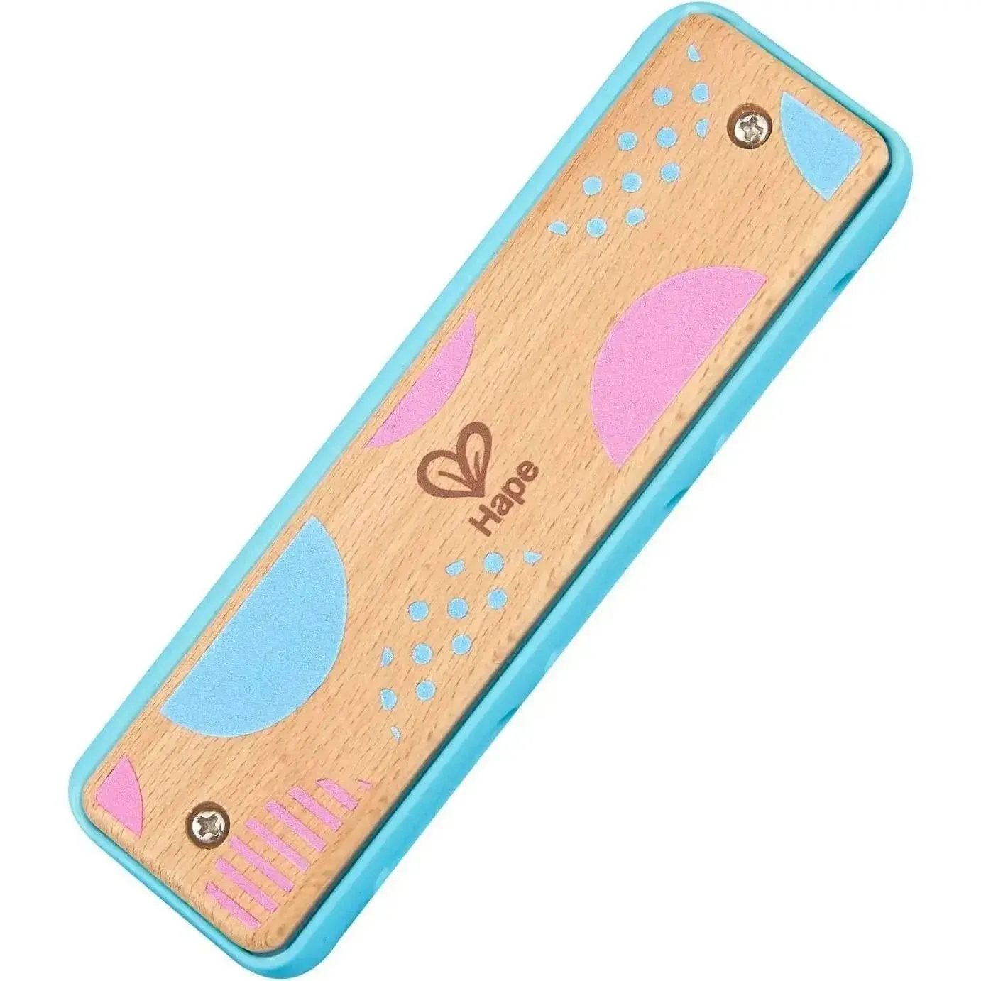 Hape Blues Harmonica 10 Hole Wooden Musical Instrument Beginner Blue/Pink (0488)