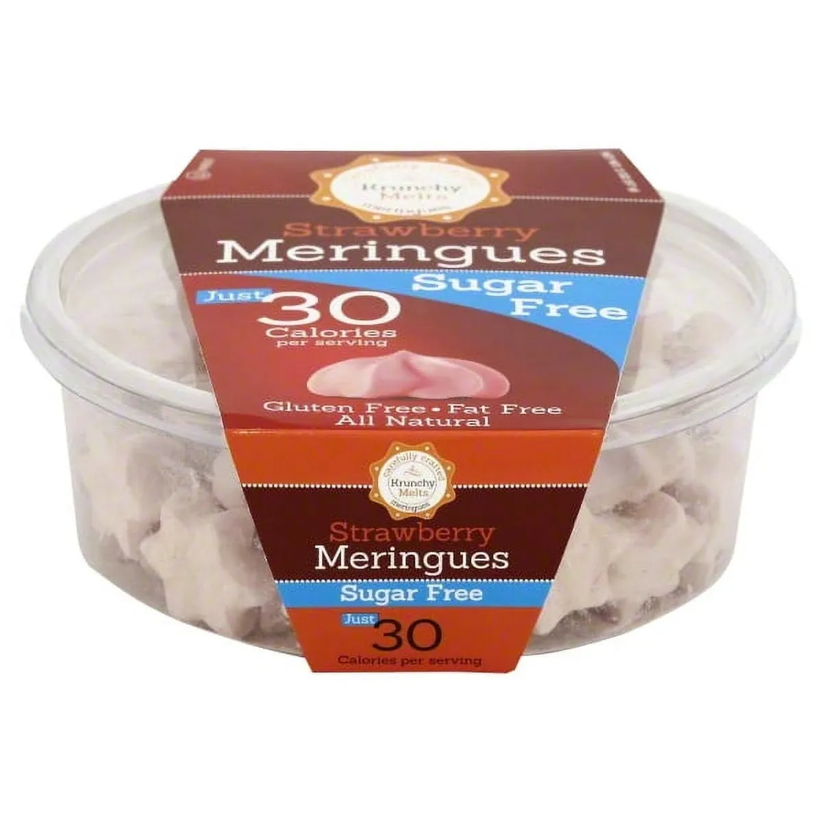 Krunchy Melts Original Sugar Free Meringue Cookies | Sugar Free Strawberry Flavor | Only 35 Calories Per Serving | Fat Free, Gluten Free, Dairy Free | Keto Friendly | Zero Net Carbs (2 Oz)