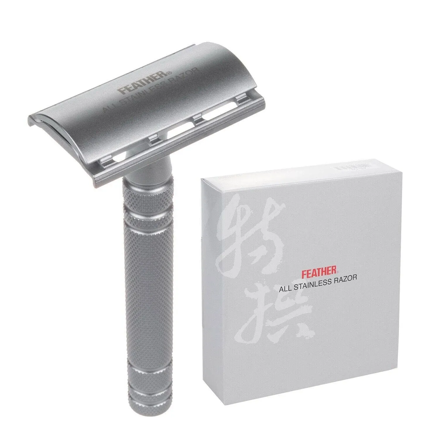 Jatai Feather Stainless Steel Double Edge Razor with Stainless Steel Stand, Extra Blades, & Gift Box