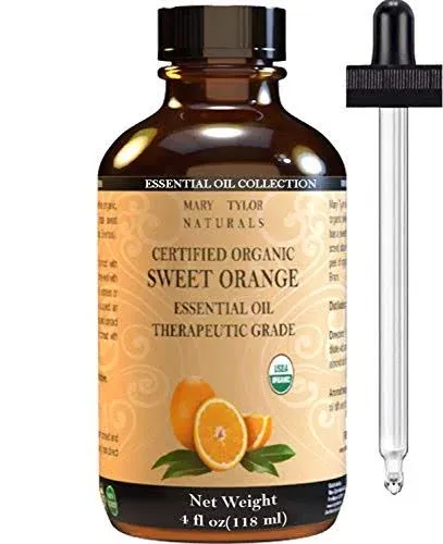 Organic Orange Essential Oil, Large 4 oz, USDA Certified Organic by Mary Tylor ...