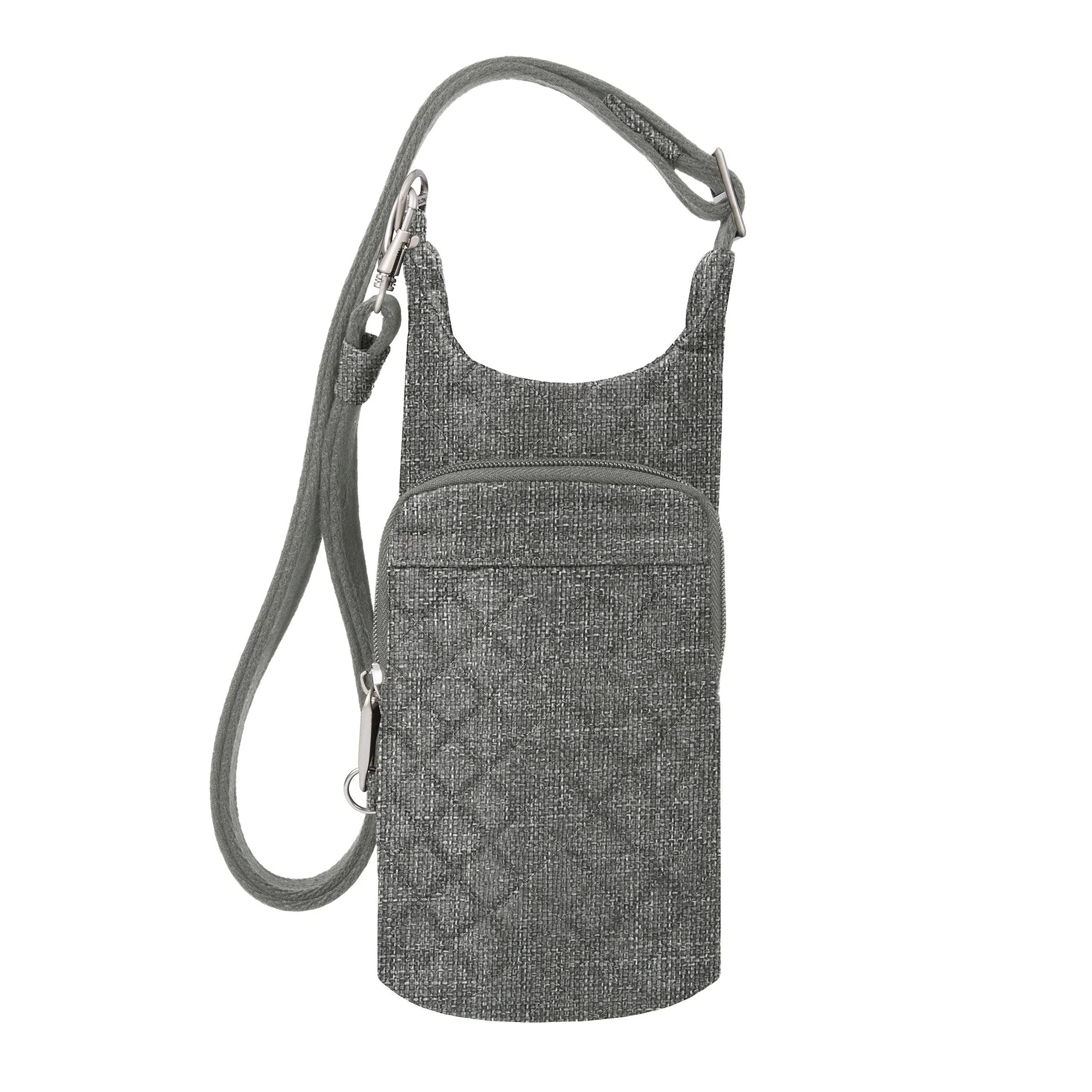 Travelon Anti-Theft Boho Insulated Water Bottle Tote Gray Heather - 43426-51T