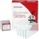 AmScope 72 Pre-Cleaned Blank Microscope Slides and 100 22x22mm Square Cover Glass