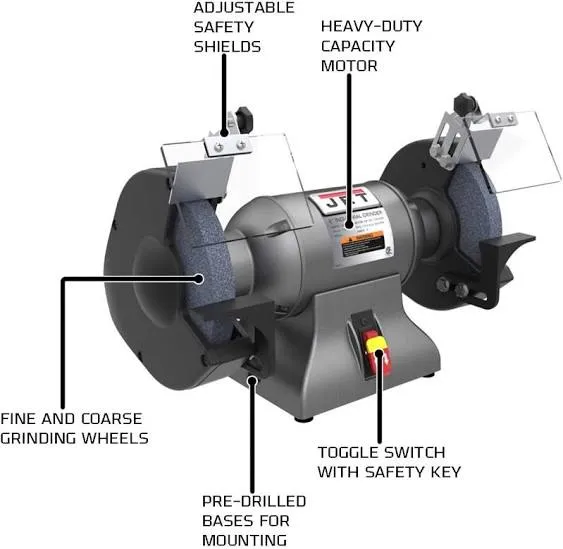 JET IBG-8, 8-Inch Industrial Bench Grinder, 1 HP, 1Ph 115V (578008)